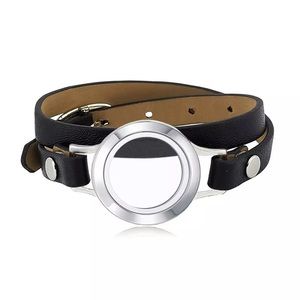 Magnetic floating locket with Leather Bracelet